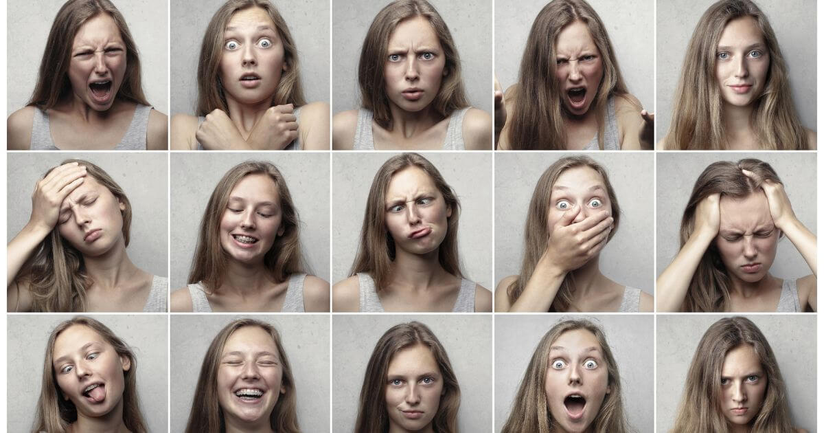 different emotional reactions from a girl